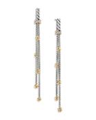 David Yurman Sterling Silver Petite Helena Chain Drop Earrings With 18k Yellow Gold & Diamonds