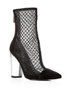 Kendall And Kylie Women's Haven Embroidered Mesh & Suede High Block Heel Booties