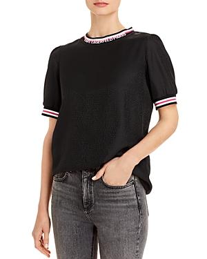 Karl Lagerfeld Paris Textured Logo Trim Ringer Tee