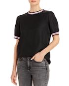 Karl Lagerfeld Paris Textured Logo Trim Ringer Tee