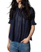 Zadig & Voltaire Tupel Lace Trim Ruffled Blouse