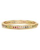 Temple St. Clair 18k Yellow Gold Classic Multi-gemstone Rainbow Eternity Bangle Bracelet