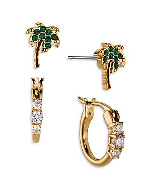 Nadri Desert Oasis Palm Stud & Hoop Earrings, Set Of 2