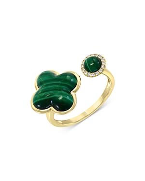 Bloomingdale's Malachite & Diamond Accent Open Ring In 14k Yellow Gold - 100% Exclusive
