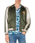The Couples Embroidered Color-block Bomber Jacket