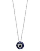 Bloomingdale's Blue Sapphire & Diamond Evil Eye Pendant Necklace In 14k White Gold, 18 - 100% Exclusive