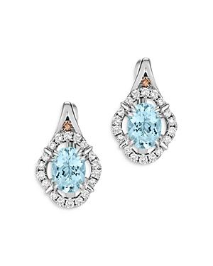 Bloomingdale's Aquamarine, Champagne & Brown Diamond Leverback Earrings In 14k White Gold - 100% Exclusive