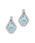 Bloomingdale's Aquamarine, Champagne & Brown Diamond Leverback Earrings In 14k White Gold - 100% Exclusive
