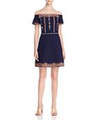 Tory Burch Nell Embroidered Off-the-shoulder Dress