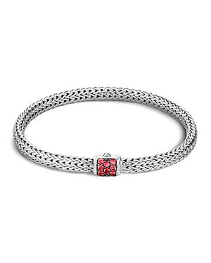John Hardy Classic Chain Sterling Silver Lava Extra Small Bracelet With Red Sapphire