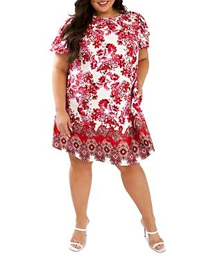 Maree Pour Toi Plus Printed Bubble Sleeve Dress