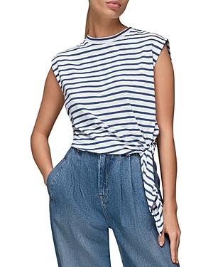 Whistles Striped Sleeveless Side Tie Top