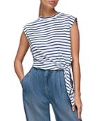 Whistles Striped Sleeveless Side Tie Top