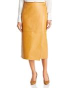 Tory Burch Leather Faux Wrap Midi Skirt