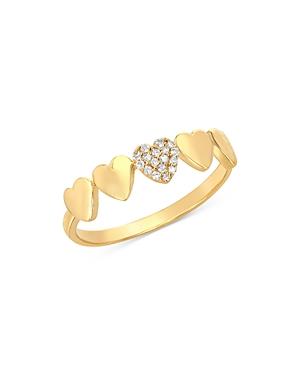 Moon & Meadow 14k Yellow Gold Diamond Pave Heart Ring