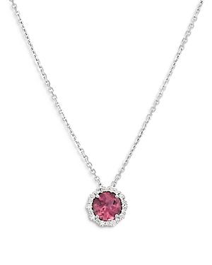Bloomingdales Pink Tourmaline & Diamond Halo Necklace In 14k White Gold, 16 - 100% Exclusive