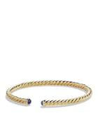 David Yurman Precious Cable Pave Cablespira Bracelet With Blue Sapphires In Gold