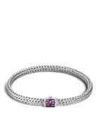 John Hardy Classic Chain Sterling Silver Lava Extra Small Bracelet With Amethyst Clasp