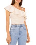 1.state Ruffled One Shoulder Crop Top