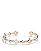 David Yurman Venetian Quatrefoil Single-row Cuff Bracelet With Diamonds In Rose Gold