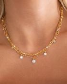 Luv Aj Dionne Cubic Zirconia Double Chain Link Necklace In Gold Tone, 16-18