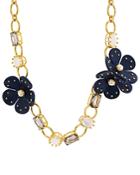 Kate Spade New York Chain Leather Flower Necklace, 17