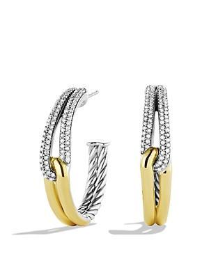 David Yurman Labyrinth Hoop Earrings With Diamonds & Gold