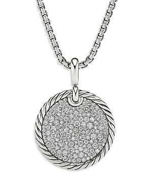 David Yurman Sterling Silver Elements Diamond Pave Disc Pendant