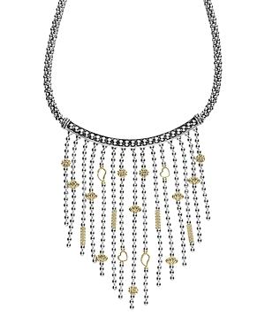 Lagos 18k Gold And Sterling Silver Caviar Icon Bib Rope Necklace, 16