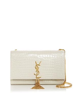 Saint Laurent Kate Medium Croc Embossed Leather Shoulder Bag