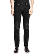 The Kooples Straight Fit Jeans With Leather Patches In Black
