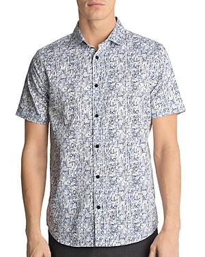 Karl Lagerfeld Paris Broken Stripe Floral Button Down Shirt