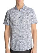 Karl Lagerfeld Paris Broken Stripe Floral Button Down Shirt