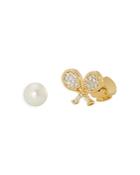 Kate Spade New York Queen Of The Court Imitation Pearl & Pave Tennis Mismatch Stud Earrings In Gold Tone