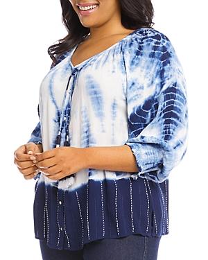 Plus Tie Dye Peasant Top