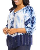 Plus Tie Dye Peasant Top