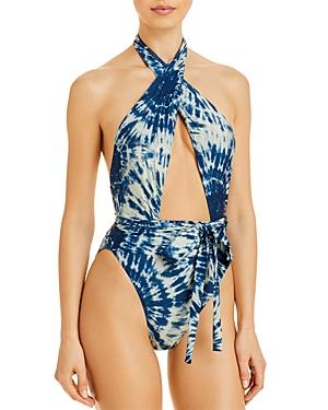 Pq Swim Alex Tie Dye Halter One Piece Swimsuit