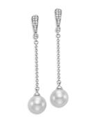 Mastoloni 18k White Gold Cultured Freshwater Pearl And Diamond Drop Earrings