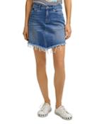 Dkny Distressed Asymmetrical Denim Skirt In Medium Blue Wash