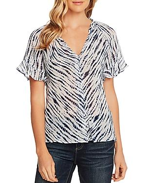 Vince Camuto Ikat Print Ruffle-sleeve Top