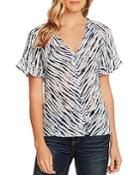 Vince Camuto Ikat Print Ruffle-sleeve Top