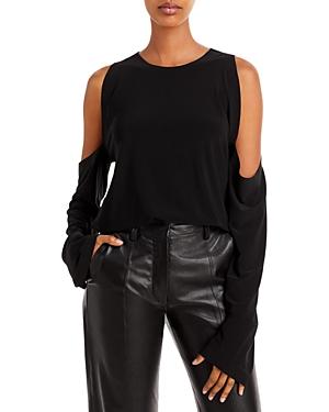 Norma Kamali Draped Cold Shoulder Top