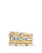 David Yurman Novella Stack Ring In Light Blue Sapphire & Purple Sapphire With Diamonds