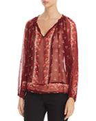 Lucky Brand Semi-sheer Floral-print Top