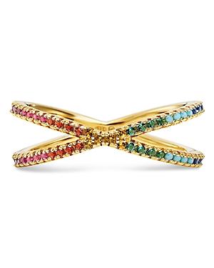 Michael Kors Pave Rainbow Nesting Ring In 14k Gold-plated Sterling Silver
