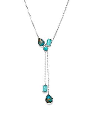 Ippolita Sterling Silver Rock Candy Clear Quartz And Turquoise Doublet Cluster Lariat Necklace, 15