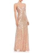 Mac Duggal Sequin Crossover Front Spaghetti Strap Gown