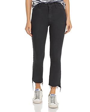 Mother The Insider Cropped Frayed Jeans In Faded Black