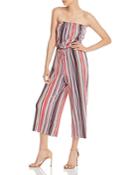 Aqua Strapless Striped Plisse Jumpsuit - 100% Exclusive