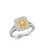 Bloomingdale's Cushion-cut Yellow & White Diamond Ring In 18k Yellow & White Gold - 100% Exclusive